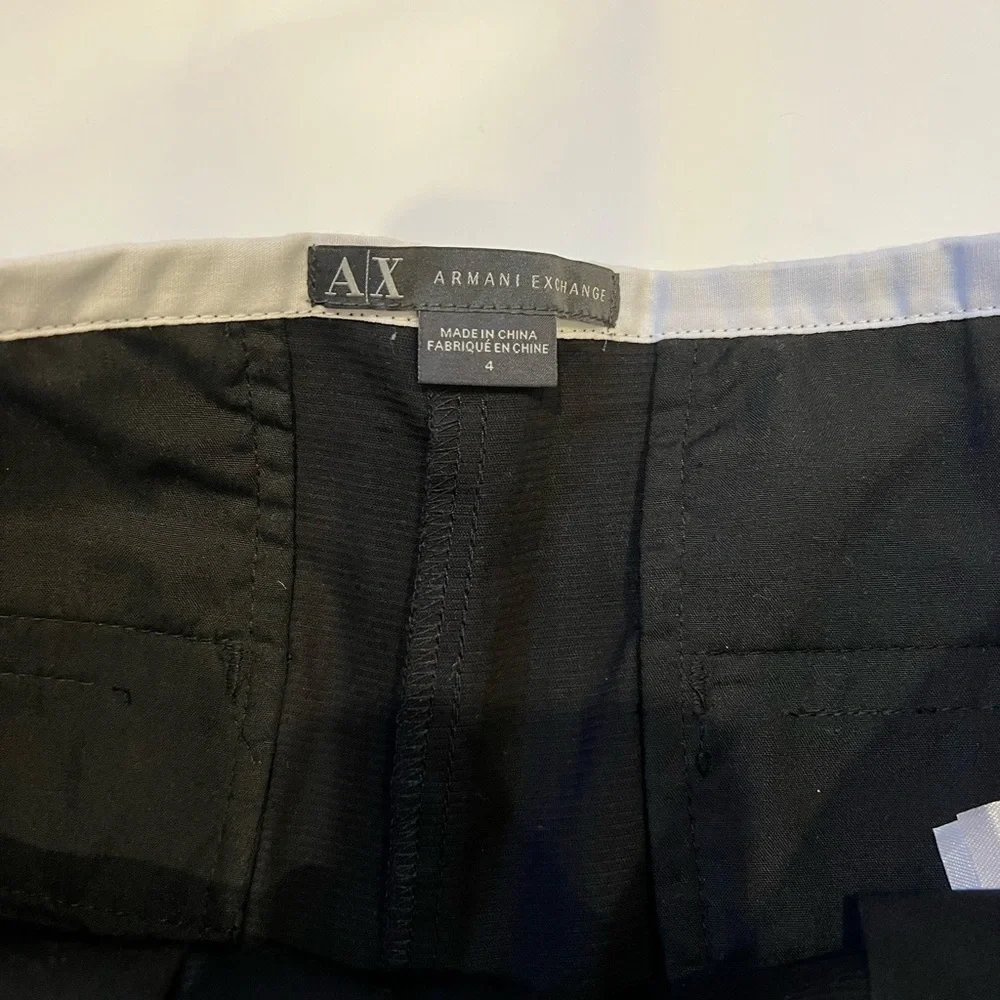 Armani Exchange Shorts Black Ribbed With White Trim Size 4 - Picture 3 of 6